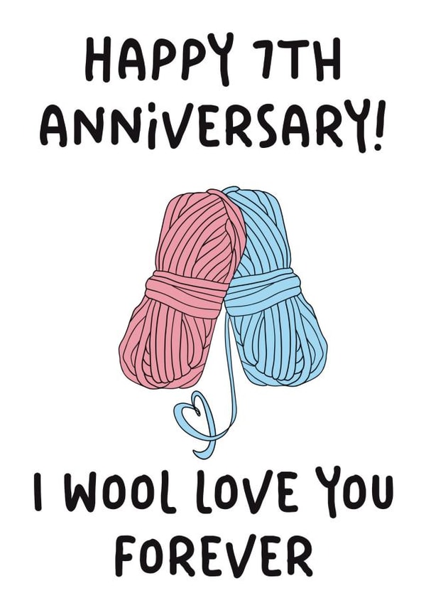 Cute 7th Anniversary Card - I Wool Love You Forever created by Stuck Shop Gifts