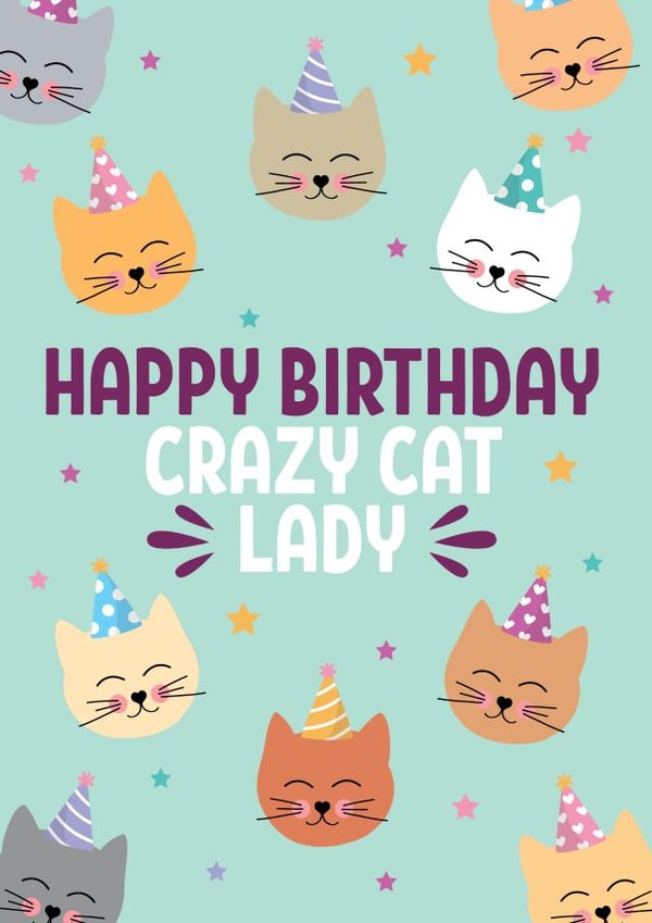 Cute Birthday Card - Crazy Cat Lady created by Blush & Blossom