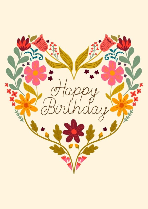 Classic happy birthday floral heart card feminine style created by Kimmy Gowland