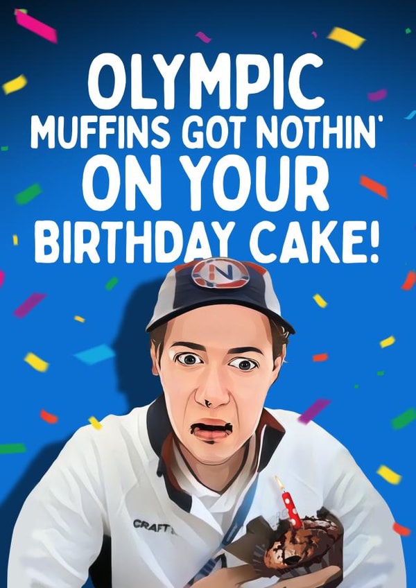 Funny Birthday Card - Muffin Man - Henrik Christiansen - Olympics created by Mrs Best Paper Co.