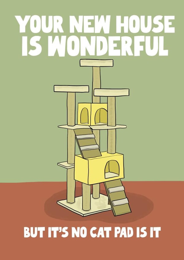 Funny New Home Card - Cat House - Cat Scratching Post created by Pickled Prints