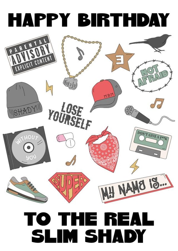 Modern Birthday Card - Slim Shady - Eminem created by @sophie robbens