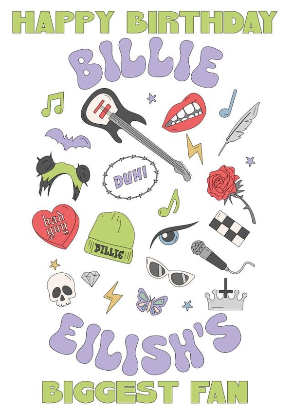 Modern Birthday Card - Billie Eilish - Biggest Fan created by @sophie robbens