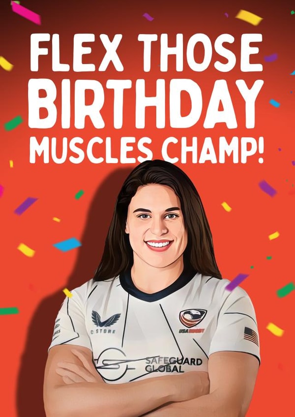 Funny Birthday Card - Olympics - For Her - USA Rugby Player Ilona Maher created by Mrs Best Paper Co.