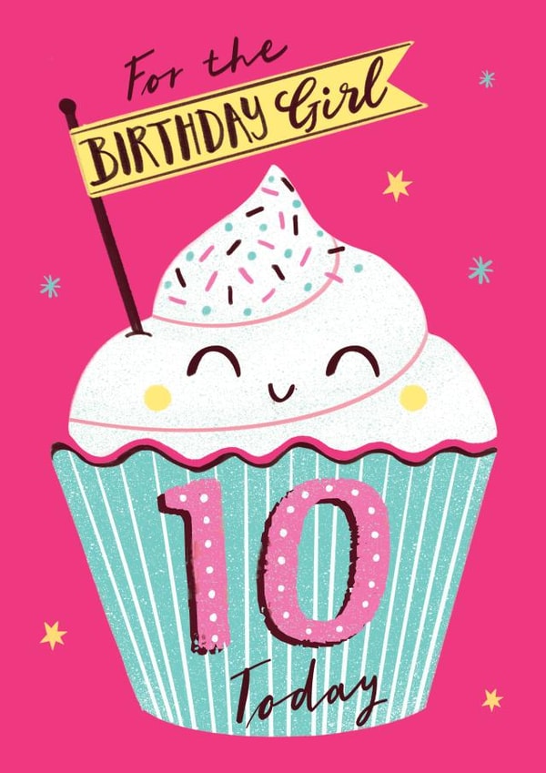 Cute 10th Birthday Card - For Her - Cupcake created by Dalia Clark Design