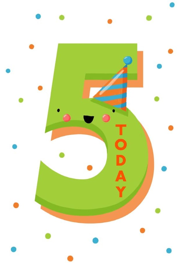 Cute 5th Birthday Card - 5 Today created by Nicola Watson