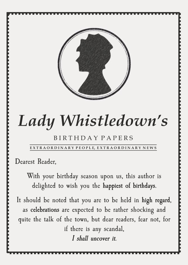 Modern Birthday Card - Bridgerton - Lady Whistledown created by Pretty Unique Gifts 