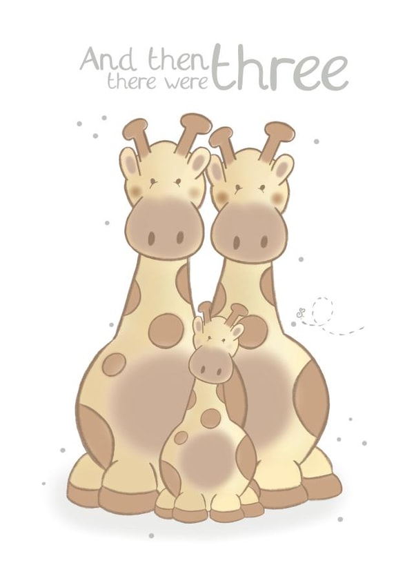 Cute New Baby Card - Giraffes - And Then There Were Three created by Bumbleberry Park