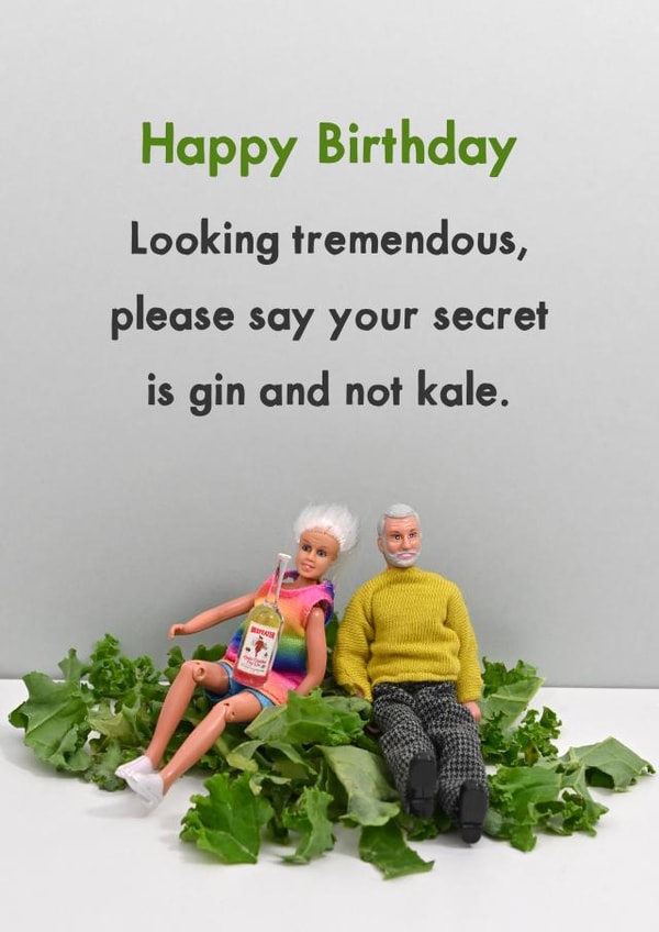 Funny Birthday Card - Secret Is Gin Not Kale created by Bold & Bright Cards