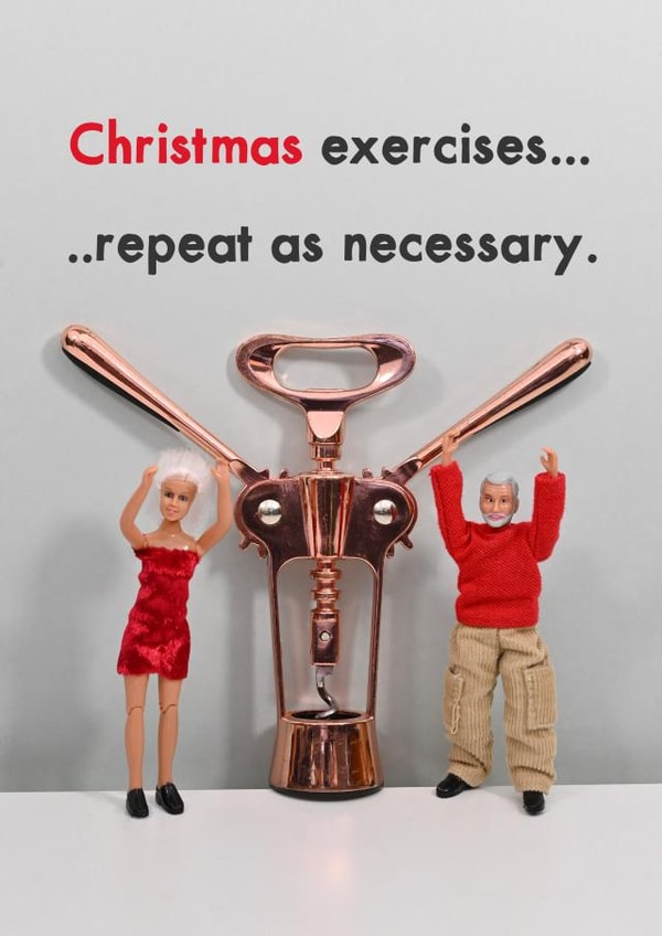 Funny Christmas Card - Christmas Exercises - Bottle Opener created by Bold & Bright Cards