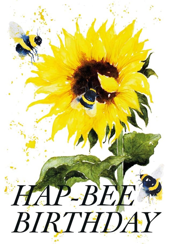 Arty Birthday Card - Bees - Watercolour created by studio frewb
