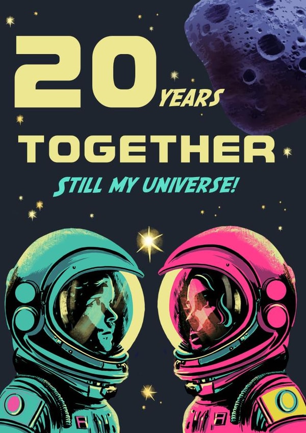 Retro 20th Anniversary Card - Universe - Astronauts created by Rocket68
