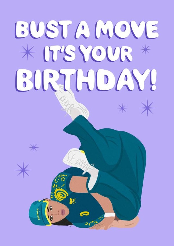Funny Birthday Card - Breakdancing - Olympics created by Violet and Alfie