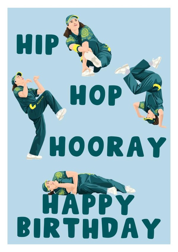 Funny Birthday Card - Olympics - Breakdancing - Raygun created by Pink Peach Cards