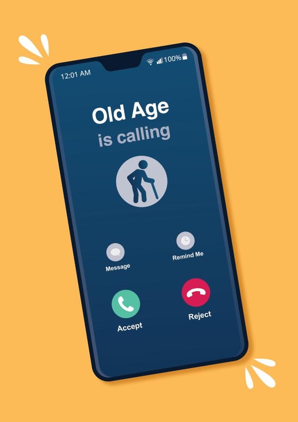 Funny Birthday Card - Old Age Is Calling created by Blush & Blossom