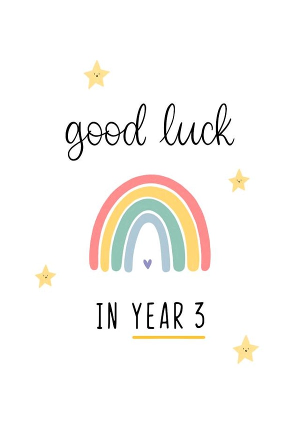Cute Good Luck Card - Year 3 created by Kalm Lettering