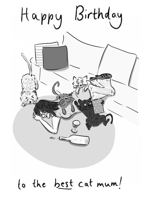 Funny Birthday Card - Cat Mum - From The Cat created by Kathryn Doodle Player