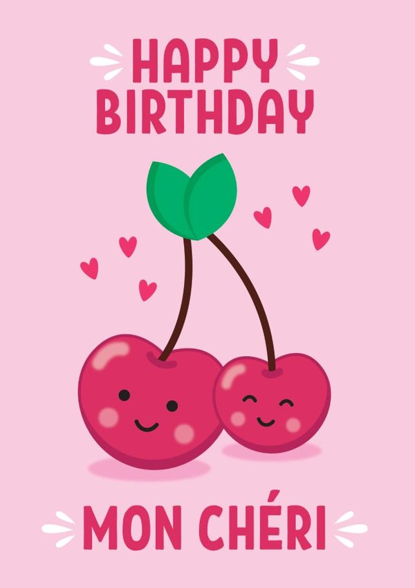 Cute Birthday Card - Mon Chéri created by Blush & Blossom 