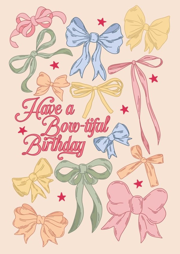 Classic Birthday Card - For Her - Bow-tiful Birthday created by AmySrvc Illustration