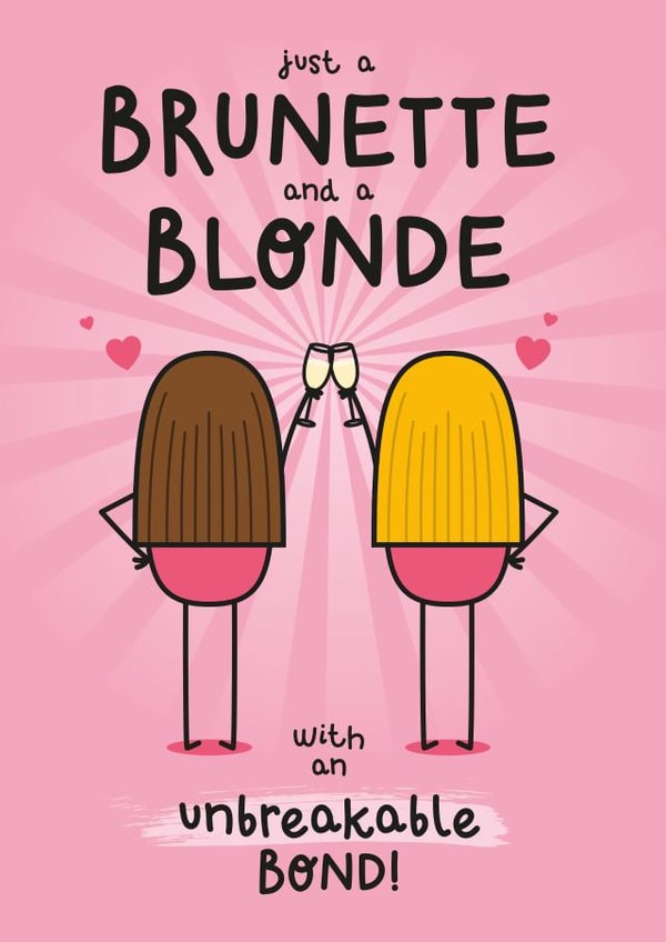 Cute Love And Friendship Card - Brunette And Blonde created by Twisted Haggis
