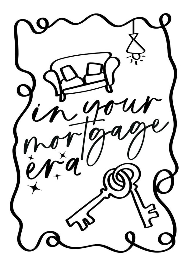 Cute New Home Card - Mortgage Era - Illustrative created by pardon my prints