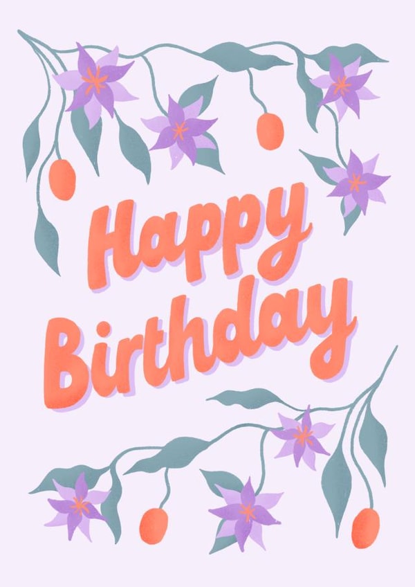 Pretty Floral Birthday Card - Modern - Typography created by Danielle Brooks