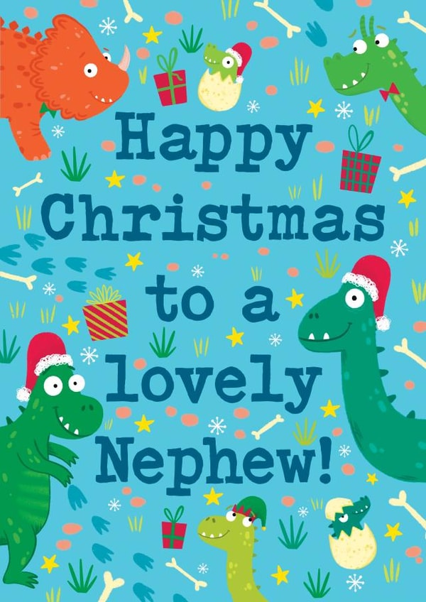 Cute Christmas Card - Nephew - Dinosaurs created by Hannah Jayne Lewin