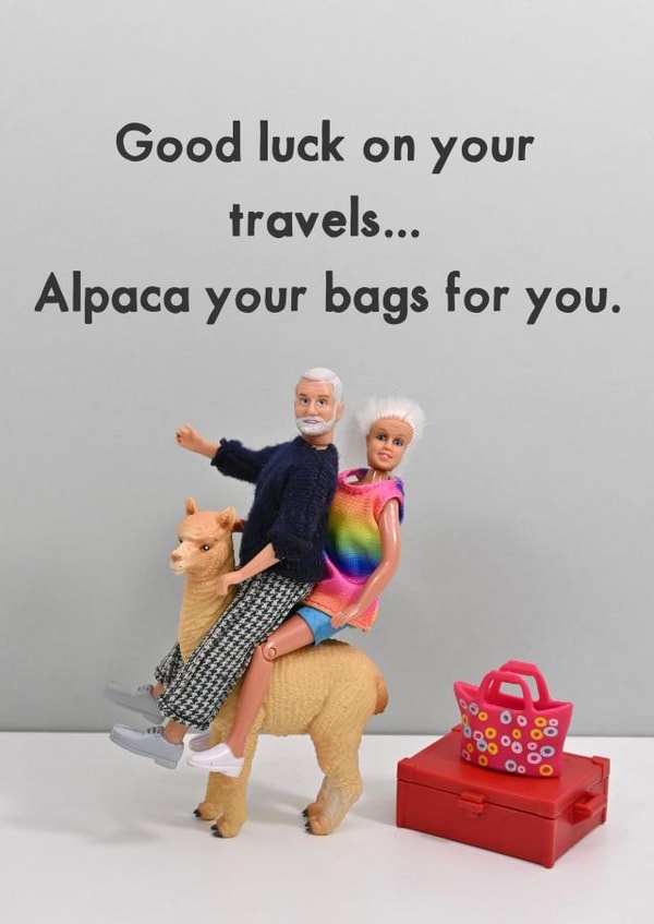 Funny Leaving Card - Alpaca Your Bags For You - Pun created by Bold & Bright Cards
