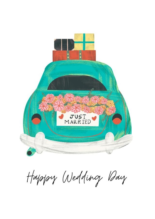 Arty Wedding Card - Just Married - Car created by Made by Leaha
