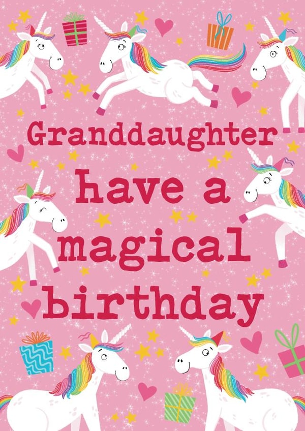 Cute Birthday Card - Granddaughter - Unicorns created by Hannah Jayne Lewin