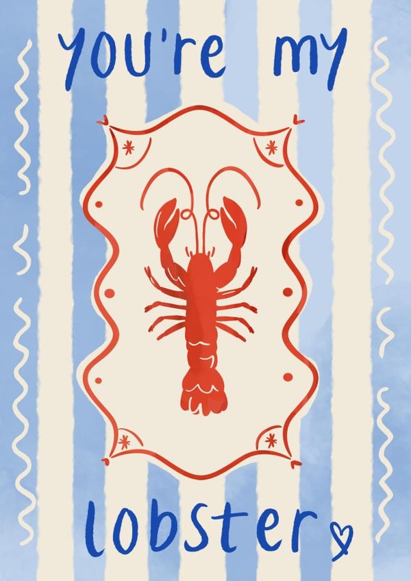 You're My Lobster Valentine's Day/ Anniversary Card - Cute Lobster Card created by Lauren Barclay