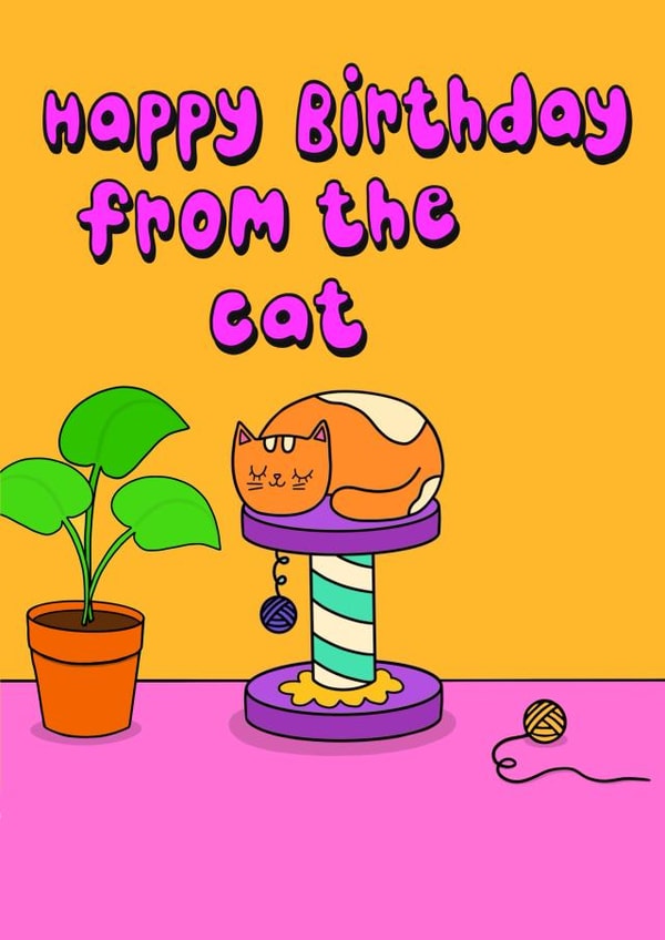 Cute Birthday Card - Sleeping Cat - From The Cat created by The Paper Tail 