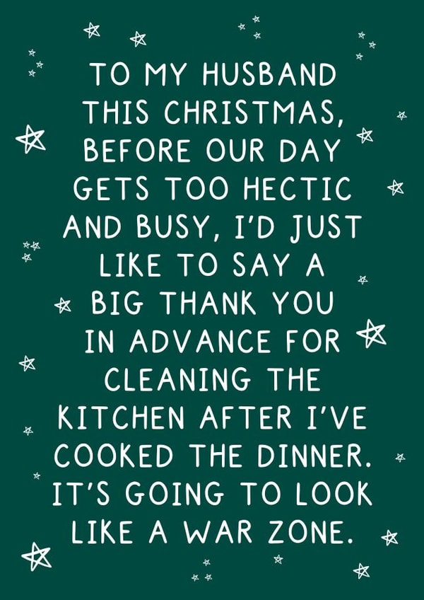 Funny Christmas Card - Christmas Cleaning - For Husband created by Pickled Prints