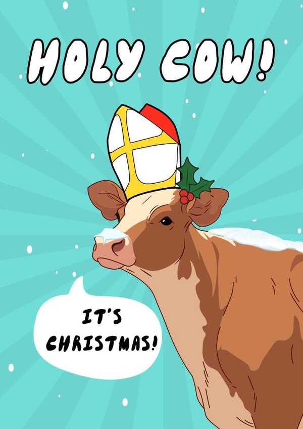 Funny Christmas Card - Holy Cow! created by KikiDoodles