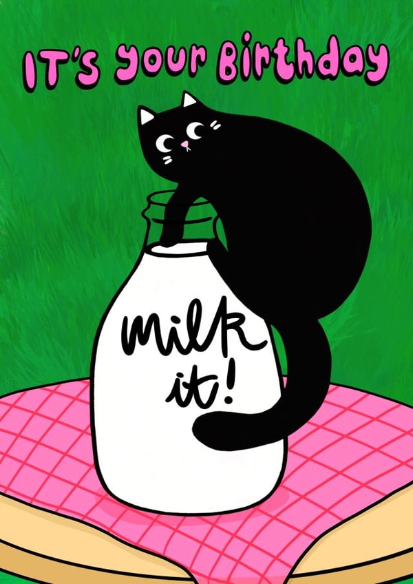 Punny Birthday Card - Cat - Milk It! created by The Paper Tail 