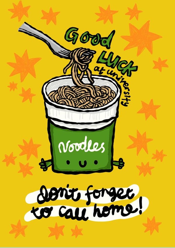 Cute Good Luck Card For University - Call Home created by The Playful Indian