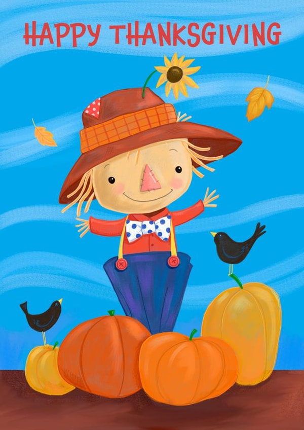 Cute Thanksgiving Card - Scarecrow - Pumpkins created by Dale Simpson