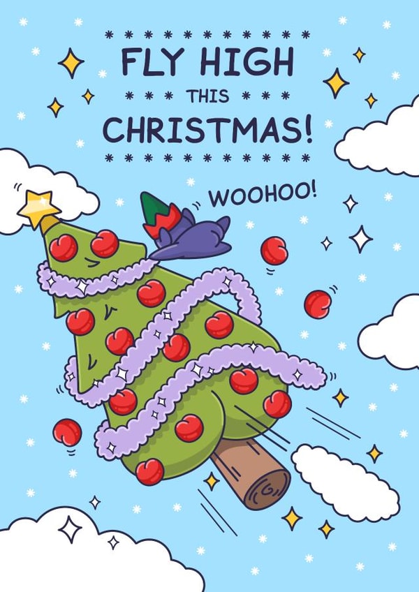 Funny Christmas Card - Christmas Tree - Cheeky Elf created by Cheeky Legends