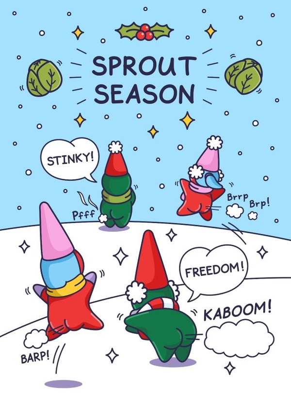 Funny Christmas Card - Sprout Season - Elves created by Cheeky Legends