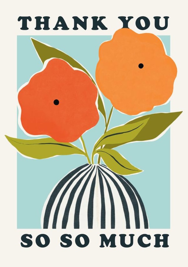 Arty Thank You Card - Vase - Flowers created by Howie Road Studios 