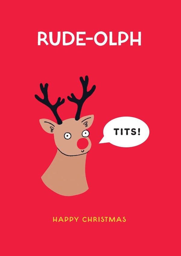 Rude Christmas card - Rudolph - Reindeer - Tits created by Stoats & Weasels