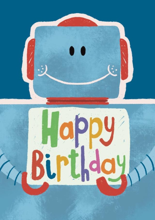 Cute Birthday Card - For Kids - Robot created by Tommy Blue Illustration