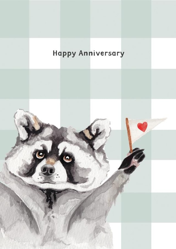 Cute Anniversary Card - Racoon - Hand Drawn created by lil wabbit