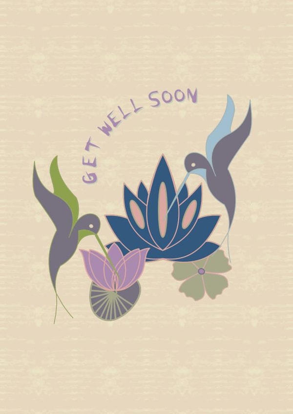 Classic Get Well Card - Hummingbirds Birds created by May Annella