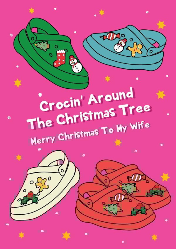 Funny Christmas Card - Croc Pun - For Wife created by @Laura Lonsdale Designs