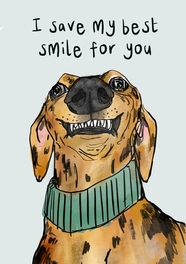 Cute Just Because Card - Dog - Smile created by Harriet Lowther