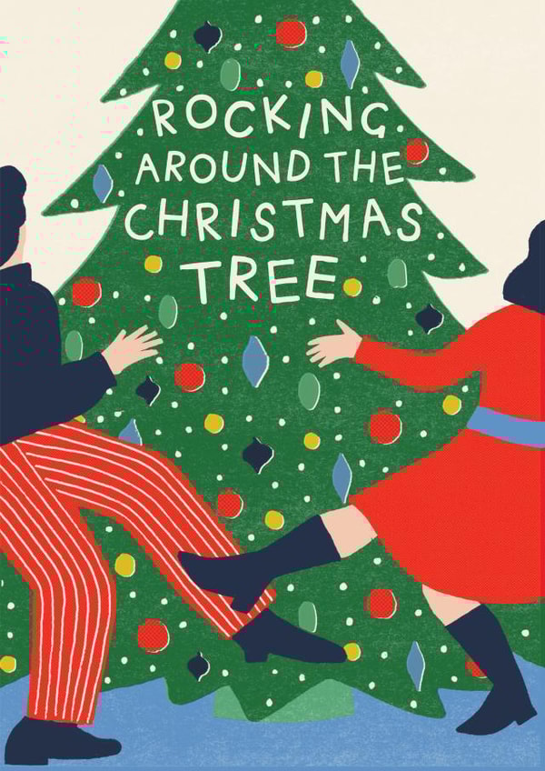Retro Christmas Card - Rocking Around The Christmas Tree created by Laura Darrington Design Ltd.
