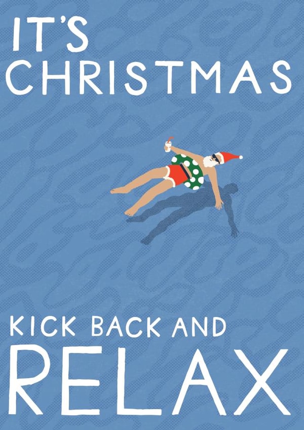 Quirky Christmas Card - Santa In A Pool - Relax created by Laura Darrington Design Ltd.