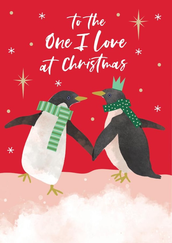 Classic Christmas Card - For Partner - Festive Penguins created by Laura Darrington Design Ltd.