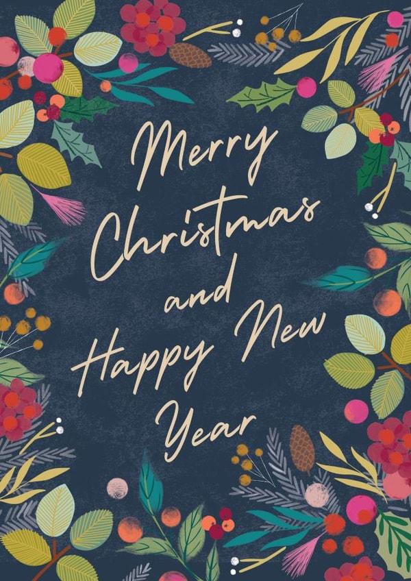 Classic Christmas Card - Merry Christmas & Happy New Year created by Laura Darrington Design Ltd.